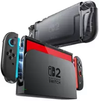 „Supcase Crystal“ dėklas, skirtas „Nintendo Switch 2“ – permatomas juodas