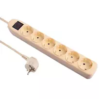 Electraline Ilgintuvas su įžeminimu ir jungikliu 6-viet./3x1mm2 /3m šviesi mediena
