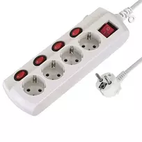 Electraline Ilgintuvas su įžeminimu ir jungikliu 4-viet./3x1mm2 /1.5m baltas