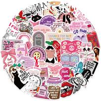 50PCS Pink Bookish Stickers, Book Sticker for Kindle, Aesthetic Booktok Reading Sticker Waterproof Vinyl Decals for Water Bottle