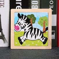 Kūdikių žaislai 3D medinis dėlionė 11x11cm Animacinis gyvūnas Transporto priemonė Dėlionė Medinė dėlionė Žaislai Edukaciniai Montessori žaislai Vaikams dryžiai