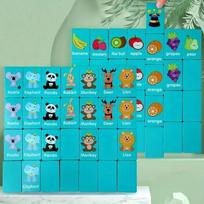 Wooden Boards Game Cartoon Montessori Puzzle Hand Grab Toy Baby Early Educational Toys Cartoon Animals Fruits Cognitive Puzzles