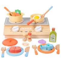 Wooden Kitchen Toy Wooden Tableware Food Sets Toy Role Play Educational Cosplay Preschool Gifts for Kids Kitchen Accessories