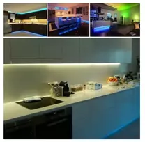 RGB LED juosta 5m su maitinimo šaltiniu ir nuotolinio valdymo pulteliu Happy people