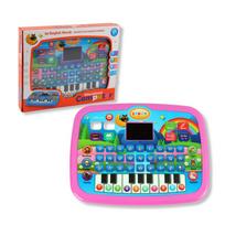 Vaikiškas edukacinis planšetinis kompiuteris žaislas, nuo 3 metų, Raštingumo, Matematikos, Muzikos mokymasis, Veikia ir kaip elektroninis klavišinis instrumentas, Gimtadienio, Kalėdų dovana rožinė