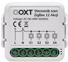 Tuya - 4 kanalų mini ZigBee scenų valdiklis - 12 veiksmų - 230V - OXT T254