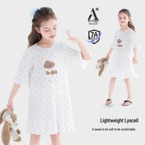 TUTU ELEPHANT Girls' 7A Antibacterial Lyocell Short-Sleeve Sleep Dress L
