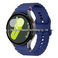 Fits Galaxy Watch 7/FE/6/5/4: Wave Pattern Silicone Strap vidurnakčio mėlyna spalva