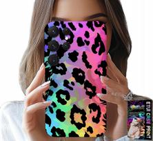 Etui Do Samsung Galaxy S22 Ultra - Kolorowa Tęczowa Panterka Plecki Folia
