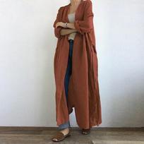 Moteriškas ilgas lininis kardiganas atviru priekiu, maxi kimono paltas, laisvas, kvėpuojantis, lengvas viršutinis drabužis pavasariui ir vasarai S oranžinė