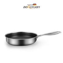 Deepened Stainless Steel Double-Handle Non-Stick Frying Pan for Induction & Gas Cookers, Perfect for Roti & Baking