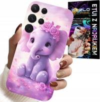Etui Do Samsung Galaxy S22 Ultra - Słodki Słonik Na Różowym Tle Case +Folia