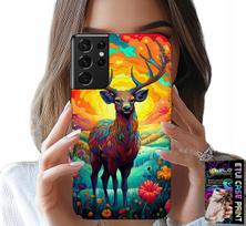 Etui Do Samsung Galaxy S21 Ultra - Kolorowe Wzory Jeleń Łoś Zwierzęta Leśne