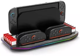 iPega SW2210 Multifunctional Charging RGB Stand for Nintendo Switch 2 juodos spalvos