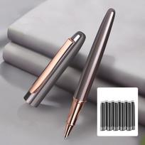 Smooth Writing Metal Fountain Pen Fine Nib Signature Pen Stationery Gift Ink Pens  Office Supplies Grey bags
