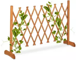 Relaxdays Grotelės, Išplečiamos medinės grotelės, 73x28x23-180 cm, Oranžinės