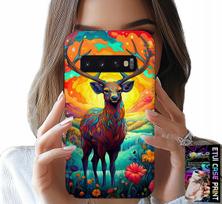 Etui Do Samsung Galaxy S10 Plus - Kolorowe Wzory Jeleń Łoś Zwierzęta Leśne