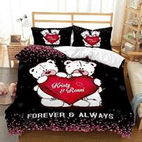 Luxury New 3D Print Valentine's Day Custom Name Love Heart Romantic Duvet Cover Bedding Set Pillowcases Wedding Decor Twin Queen 135x200cm
