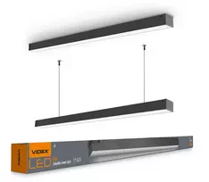Pakabinamas šviestuvas Linijinis LED šviestuvas 50W 1200mm, sujungiamas linija, 5000Lm 5000K, IP20, juodas, VIDEX VL-BNL02-50125B | Neutrali balta šviesa – Masyvus juodo aliuminio korpusas efektyviam aušinimui