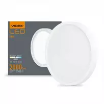 Lubinis šviestuvas Virštinkinis LED skydelis 24W 2500Lm 4000K VIDEX VLE-DLRS-244 | apvalus, baltas – ryški šviesa betono ir medžio luboms