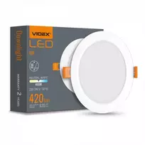 Įmontuojamas LED skydelis 6W 620Lm 4000K IP20, VIDEX VLE-DLBR-064 | Apvalus, baltas – Žemo profilio dizainas montavimui sekliose lubose