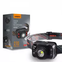 Įkraunamas galvos žibintas su judesio jutikliu LED CREE XTE 5W, Zoom, 270Lm 5000K, Li-ion 1800mAh, VIDEX VLF-H045Z – Optinis priartinimas fokusavimui ir bekontaktis jutiklio valdymas