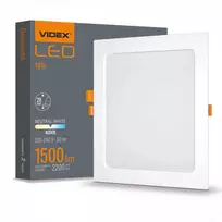 Įmontuojamas LED skydelis 18W 2200Lm 4000K IP20, VIDEX VLE-DLBS-184 | Kvadratinis, baltas – Žemo profilio dizainas montavimui sekliose lubose