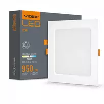 Įmontuojamas LED skydelis 12W 1400Lm 4000K IP20, VIDEX VLE-DLBS-124 | Kvadratinis, baltas – Žemo profilio dizainas montavimui sekliose lubose