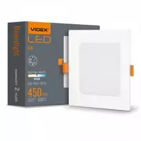 Įmontuojamas LED skydelis 6W 620Lm 4000K IP20, VIDEX VLE-DLBS-064 | Kvadratinis, baltas – Žemo profilio dizainas montavimui sekliose lubose