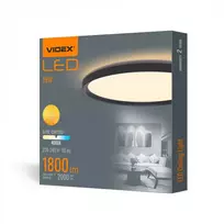 Lubinis šviestuvas Vidaus LED plafonas 18W 1800Lm 4000K IP20, VIDEX VL-DL3R-184B | juodas – UV atsparus kupolas, kuris ilgainiui negeltonuoja