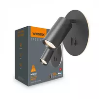Sieninis šviestuvas GU10, max 30W + 5W LED fono šviesa IP20 VIDEX VL-SPF24E-B | juoda – pasukama skaitymo šviesa ir šilta foninė šviesa