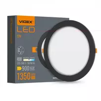 Įmontuojamas LED skydelis 12W 1350Lm 4000K IP20, VIDEX VLE-DLBR-124B | Apvalus, juodas – Žemo profilio dizainas montavimui sekliose lubose
