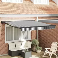 Ištraukiama markizė Antracito ir baltos 300x250 cm audinys 3329959
