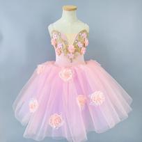 Girl Flower Romantic Ballet Tutu Dress Performance Dance Ballerina Fairy Party Costumes Ballet Skirts Girls Modern Dance Costume 100cm rožinė