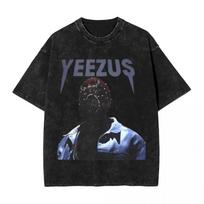 Summer  Kanye West Yeezus Album Graphic Unisex TShirt Vintage Washed Streetwear Tee with Bold Lettering Abstract Art YK S