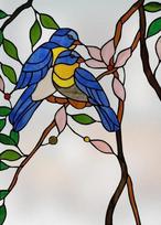 Custom Size Stained Glass Window Film, Bird Hummingbird Parrot Color Printing Picture for Rectangular Shape Glass, Home Decor (as the picture,30cmX42cm)