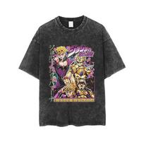 JOJO Wonderful Adventure anime  Summer New washed Tshirt cotton Jotaro Kujo pattern styleshortsleeved Loose YK shirt M