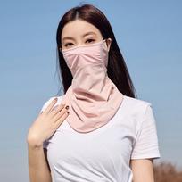 Solid Color Sun Protection Summer Sunscreen Mask Ice Silk Womne Neckline Mask Men Fishing Face Mask rožinė