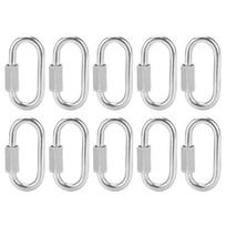 10Pcs Quick Link Connector Chain Locking Threaded Carabiner for Hammock Camping Trailer M5 sidabras
