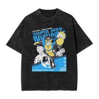 Classic American Anime Invincible Mark Grayson Print Tshirt Harajuku YK Vintage Washed Oversized Unisex Women Cotton Summer Tee M
