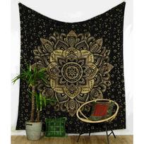 Tapestry Indian Bohemian Hippie Mandala 75x100 juoda