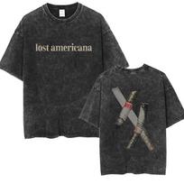 Vintage Machine Gun Kelly MGK Lost Americana Tour  Washed Unisex TShirt Unisexs Hip Hop Short Sleeve Tshirts Streetwear S