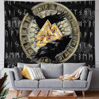 Tapestry Tarot Cards Viking Runes 75x100 juoda