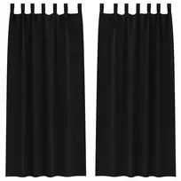 Užuolaidos su žiedais, blokuojančios šviesą 2 pcs Juoda