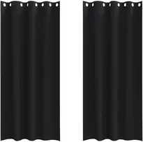 Užuolaidos su žiedais, blokuojančios šviesą 2 pcs Juoda