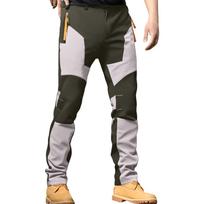 Men Outdoor Hiking Pants Windproof Lightweight Trousers with Zipper Pockets and Adjustable Waistband L tamsiai žalia spalva