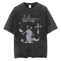 Washed Vintage Rock Band Deftones White Pony Tshirts Men Women Alternative Heavy Metal Tshirt Mens Cotton Oversized T Shirts S