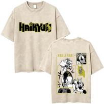 Washed Vintage Anime Haikyuu KARASUNO VOLLEYBALL CLUB Tshirt Mens Manga Oversized T Shirt Unisex Casual High Quality Tshirts S