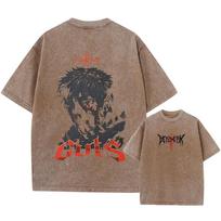 Anime Berserk Guts Acid Tshirt Retro Vintage Washed Graphic Tees Men Harajuku Yk Cotton Casual Short Sleeve Tshirt Tops Unisex S