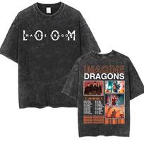 Imagine Dragons Band  Loom Tour  New Album T Shirts Men Women Fashion Hip Hop Style Retro Washed Tshirt Loose Short Sleeve M